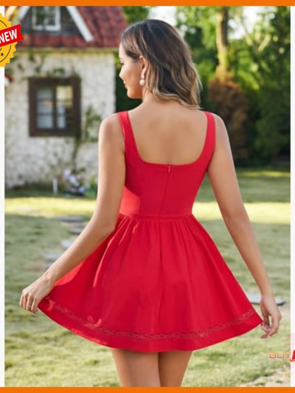 Summer Mini Sundress Corset Lace A-Line Casual Party Graduation Dress - Picture 4 of 5